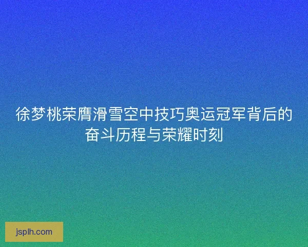 徐梦桃荣膺滑雪空中技巧奥运冠军背后的奋斗历程与荣耀时刻