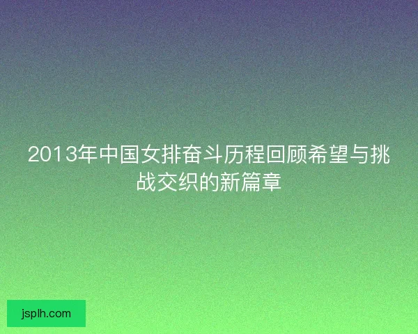 2013年中国女排奋斗历程回顾希望与挑战交织的新篇章
