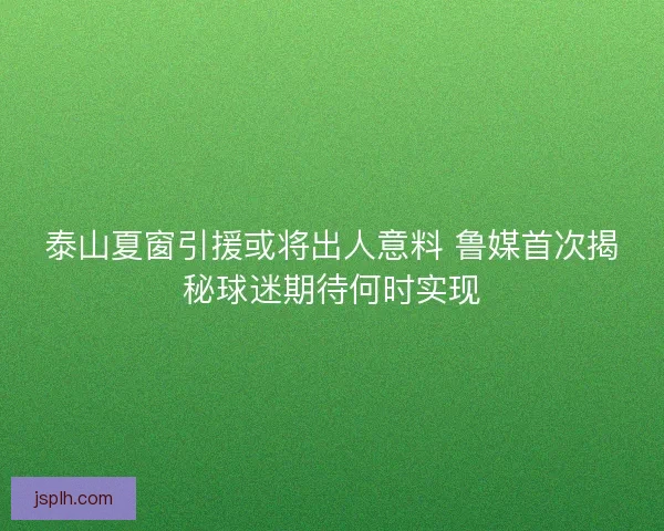 泰山夏窗引援或将出人意料 鲁媒首次揭秘球迷期待何时实现 泰山夏窗引援或将出人意料 鲁媒首次揭秘球迷期待何时实现